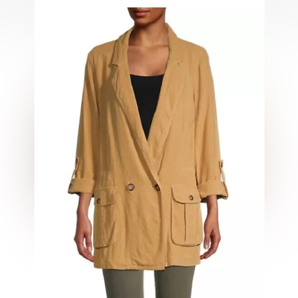 Free People Charley blazer brown jacket button front long sleeve size M - Picture 4 of 12